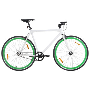 Bicicleta de piñón fijo blanco y verde 700c 59 cm D
