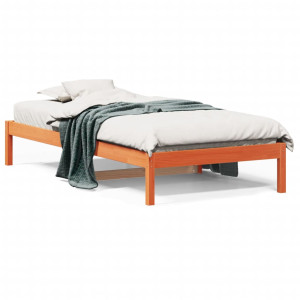 Sofá cama de madera maciza de pino marrón cera 90x200 cm D