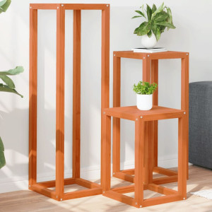 Soportes para plantas 3 piezas madera maciza pino marrón cera D