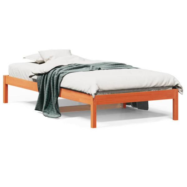 Sofá-cama em madeira de pinho maciça encerado castanho 90x190 cm D