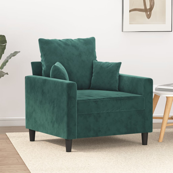 Poltrona de veludo verde escuro 60 cm D