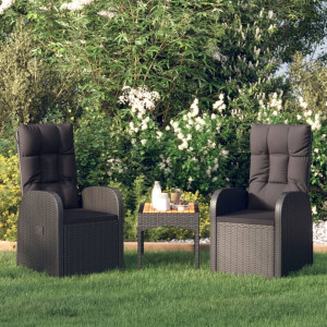 Sillones de jardín reclinables con cojines 2 uds ratán PE negro D