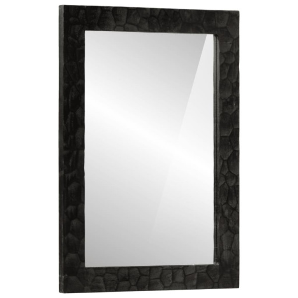 Espejo de baño madera maciza mango y vidrio negro 50x70x2.5 cm D