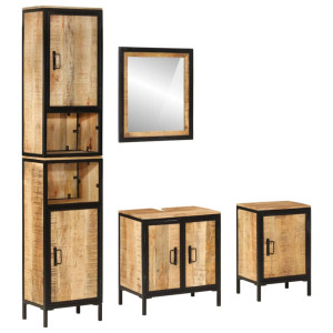 Conjunto de móveis de banheiro 4 peças em madeira maciça de manga e ferro D