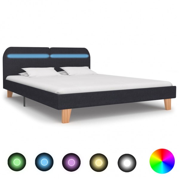 Estrutura de cama com LED tela cinza escuro 180x200 cm D