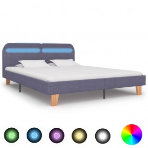 Estrutura de cama com LED tecido cinza claro 160x200 cm D