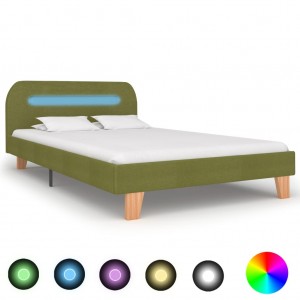 Estructura de cama con LED tela verde 120x200 cm D