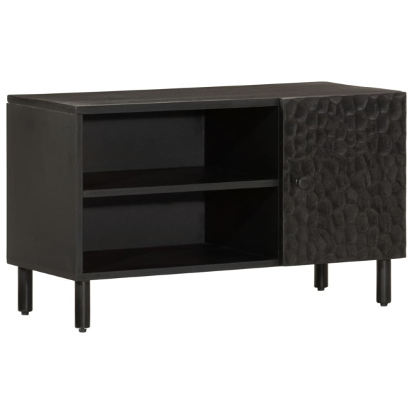 Mueble de TV madera maciza de mango negro 80x31x46 cm D