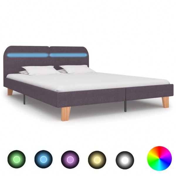 Estructura de cama con LED tela gris topo 180x200 cm D