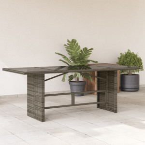 Mesa de jardín superficie de vidrio ratán PE gris 190x80x74 cm D