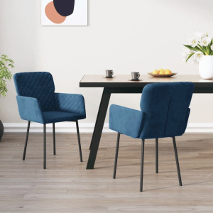 Cadeiras de jantar 2 unidades veludo azul D