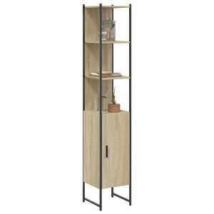 Armario de baño madera ingeniería roble Sonoma 33x33x185.5 cm D