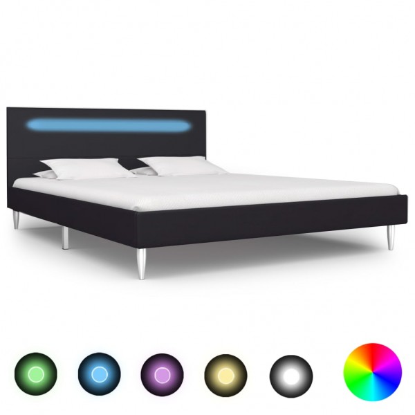 Estructura de cama con LED tela negro 140x200 cm D
