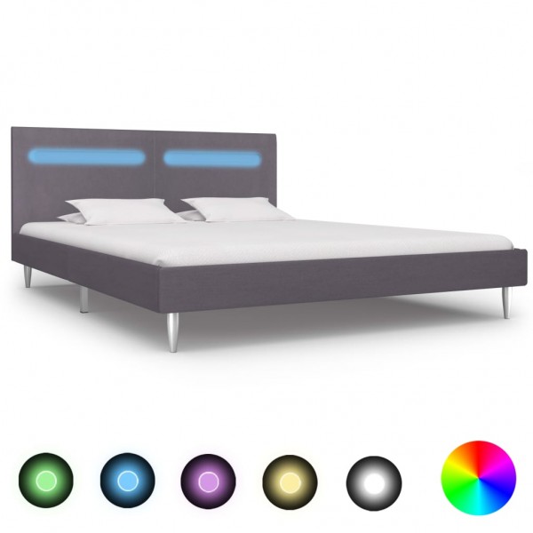 Estrutura de cama com LED tela cinza 180x200 cm D