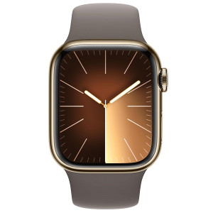 Apple watch series 9/ gps/ cellular/ 41 mm/ caja de acero oro/ correa deportiva arcilla m/l D