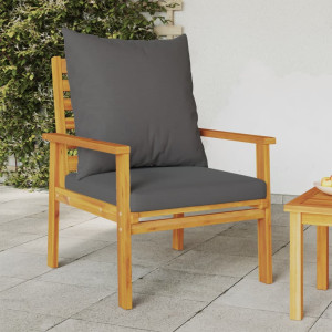 Sillón de jardín con cojines 2 uds madera maciza acacia D