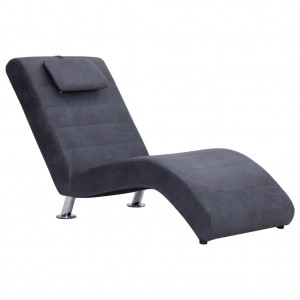Chaise longue com almofada camurça artificial cinzento H