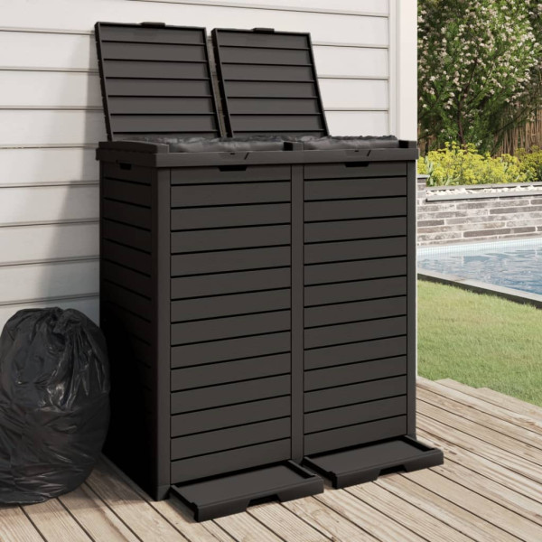 Cubo de basura de exterior polipropileno negro 78x41x86 cm D