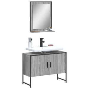 Set de muebles de baño 2 pzas madera de ingeniería gris sonoma D