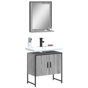 Set de muebles de baño 2 pzas madera de ingeniería gris sonoma D