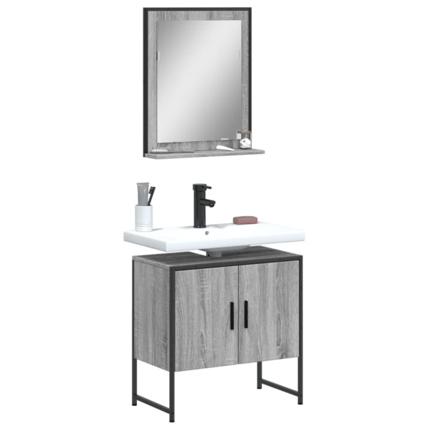 Set de muebles de baño 2 pzas madera de ingeniería gris sonoma D