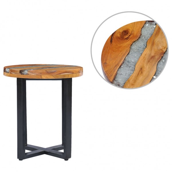 Mesa de centro de madeira maciça de teca e poliresina 40x45 cm D