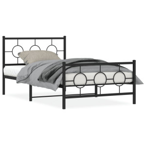 Estructura de cama con cabecero y estribo metal negro 107x203cm D