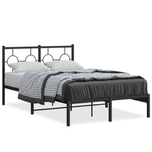 Estructura de cama con cabecero metal negro 120x190 cm D