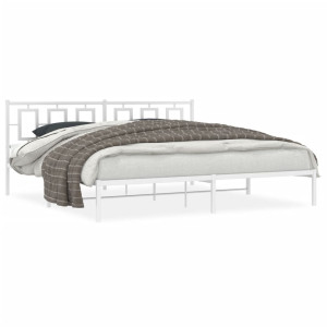 Estructura de cama con cabecero metal blanca 200x200 cm D