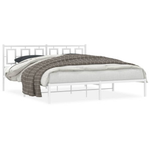 Estructura de cama de metal con cabecero blanco 183x213 cm D
