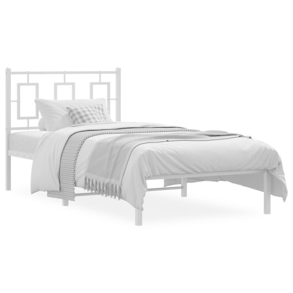 Estructura de cama de metal con cabecero blanco 90x200 cm D