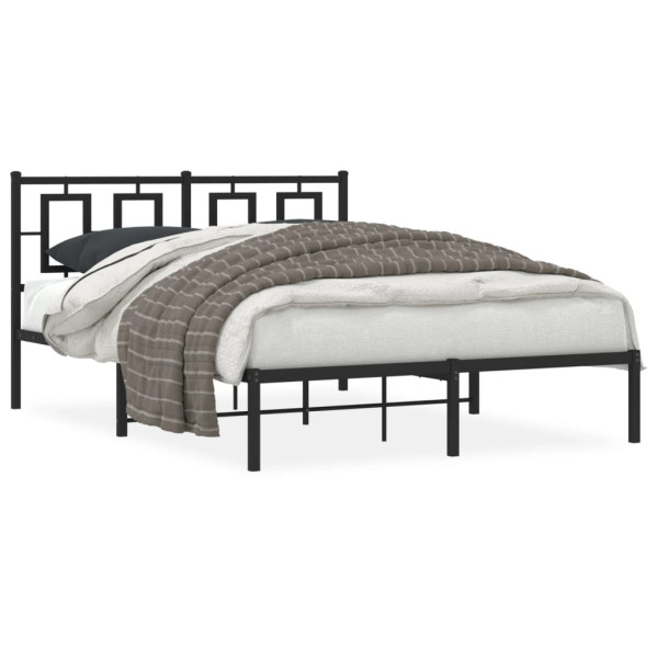 Estrutura de cama com cabeceira de metal preto 140x190 cm D