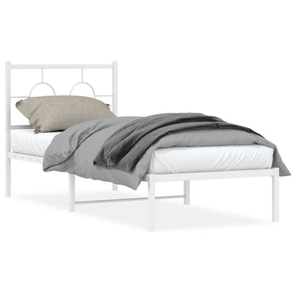 Estrutura de cama de metal com cabeçote branco 75x190 cm D