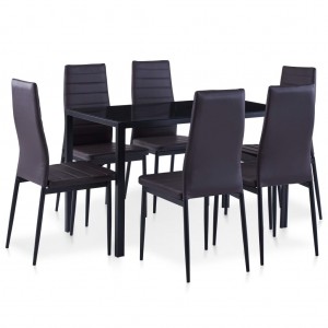 Conjunto de mesa e cadeiras marrom com 7 peças D