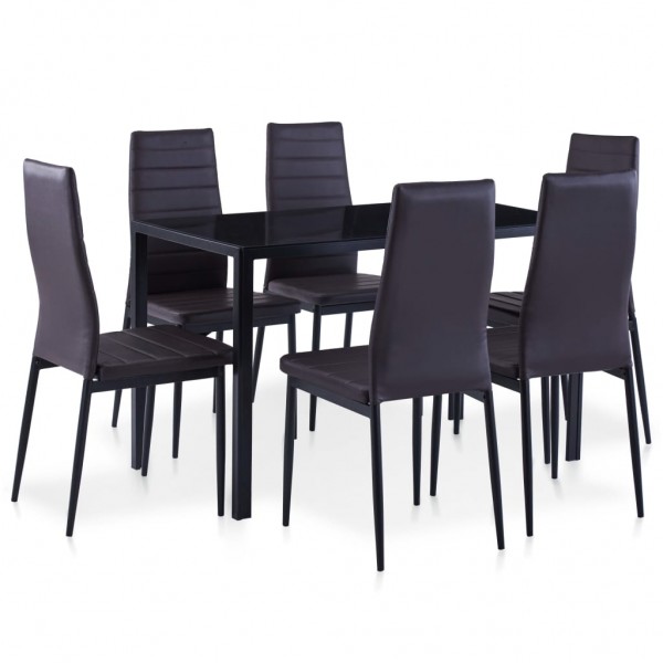 Conjunto de mesa y sillas de comedor 7 piezas marrón D