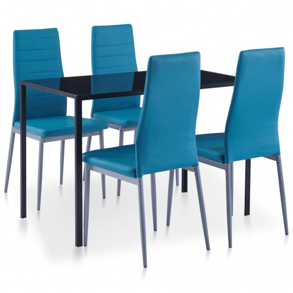 Conjunto de mesa y sillas de comedor 5 piezas azul D