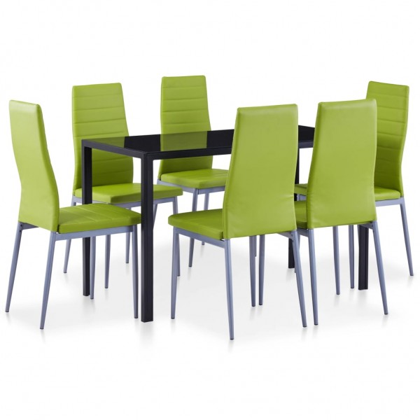 Conjunto de mesa e cadeiras de jantar 7 peças verdes D