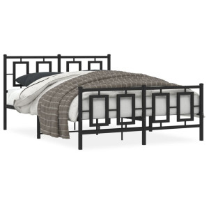 Estructura de cama cabecero y estribo metal negro 140x200 cm D