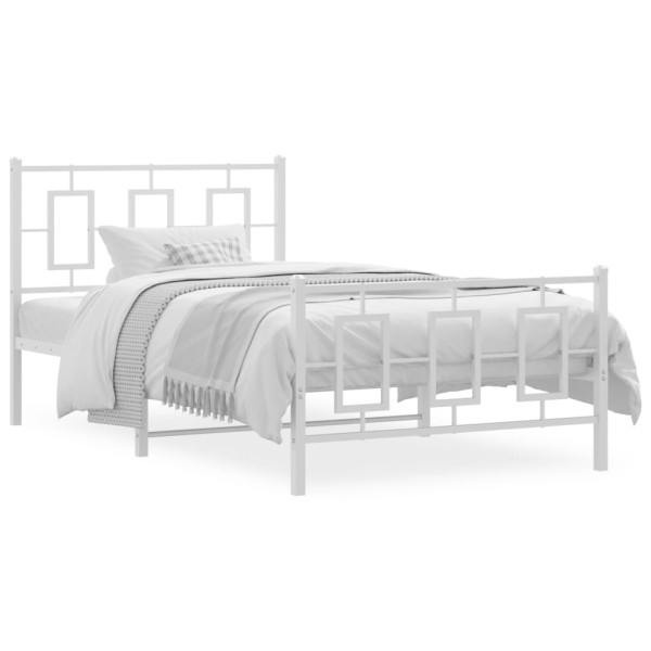 Estructura cama metal con cabecero y pie cama blanca 100x200 cm D