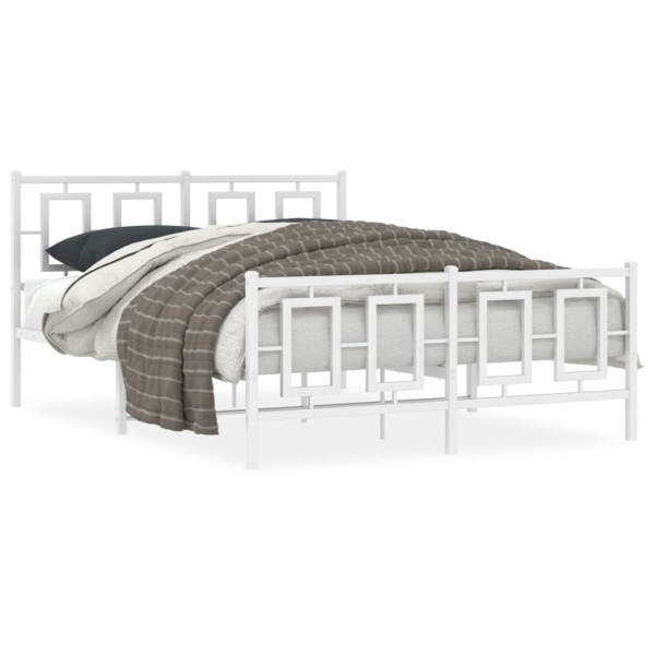 Estrutura de cama metálica com cabeceira e estribo branco 140x190 cm D