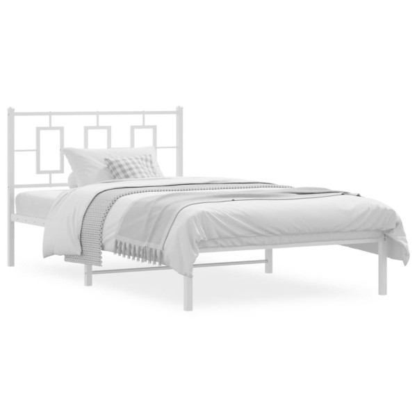 Estructura de cama de metal con cabecero blanco 107x203 cm D