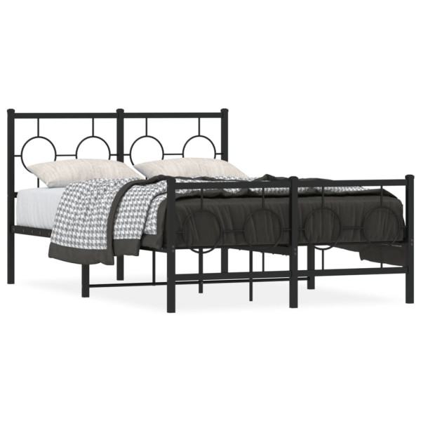 Estrutura de cama com cabeceira e estribo metal preto 120x190 cm D