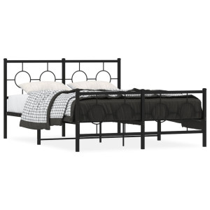 Estructura de cama cabecero y estribo metal negro 135x190 cm D