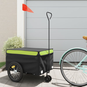 Remolque de bicicleta de ferro preto e verde 45 kg D