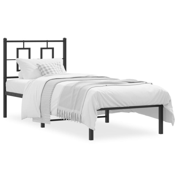 Estructura de cama con cabecero metal negro 75x190 cm D