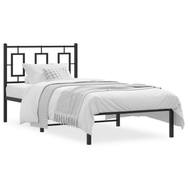 Estrutura de cama com cabeceira de metal preto 90x190 cm D