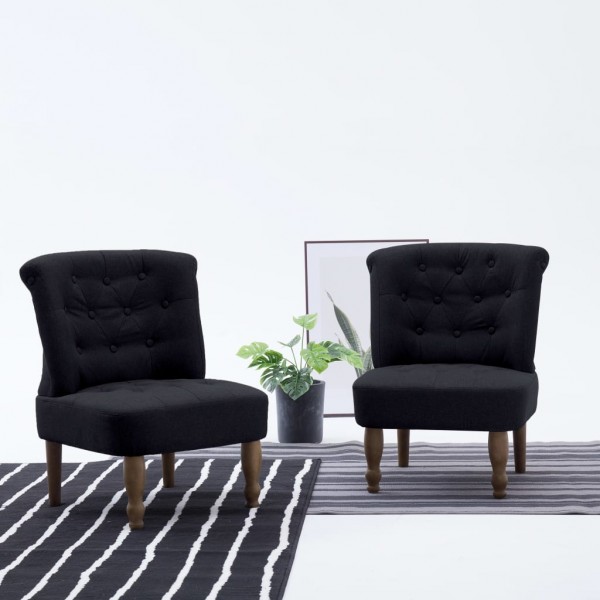 Sillones franceses 2 unidades de tela negra Sillones franceses 2 unidades de tela negra D
