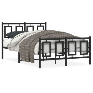 Estructura de cama con cabecero y pie metal negro 120x190 cm D