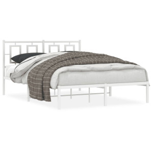 Estructura de cama de metal con cabecero blanca 135x190 cm D