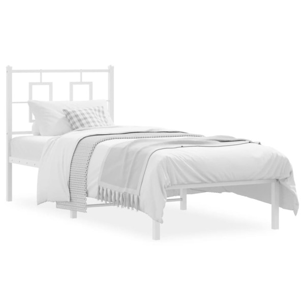 Estrutura de cama de metal com cabeçote branco 75x190 cm D